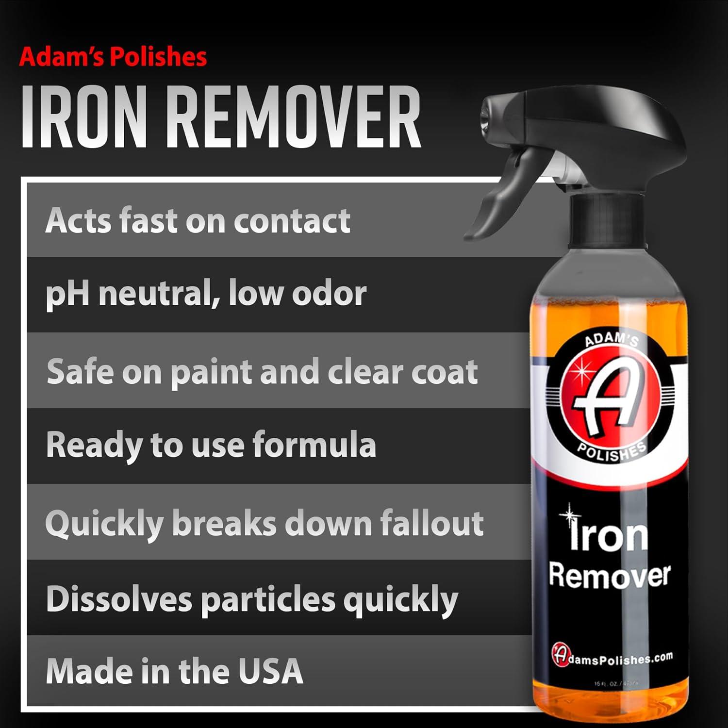 imageAdams Iron Remover 16oz 2 Pack Fallout ampamp Iron Remover Spray for Car Detailing Removes Iron Particles in Auto Paint Wheels Motorcycle RV ampamp Boat Use Before Clay Bar Wax or Car Wash128 fl oz Gallon