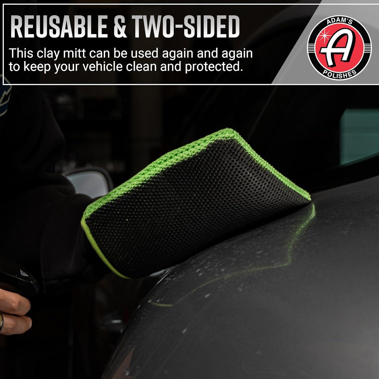 imageAdams Polishes Clay Mitt Medium Grade Clay Bar Infused Mitt Car Detailing Glove Quickly Removes Debris from Your Paint Glass Wheels ampamp More Green 1pkGreen 2pk