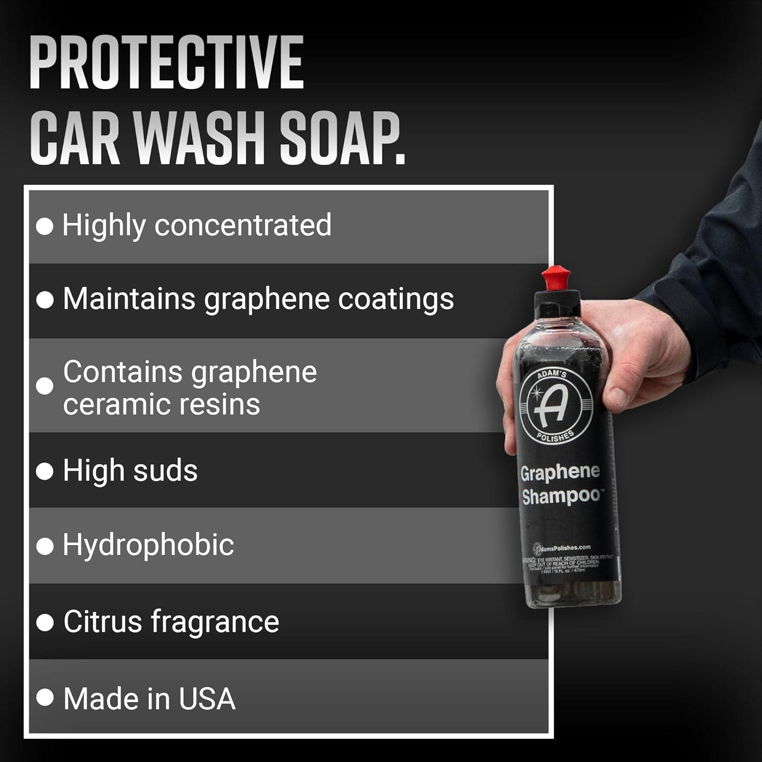 imageAdams Polishes Graphene Shampoo 16oz Ceramic Coating Infused Car Wash Soap Powerful Cleaner ampamp Protection In One Step pH Neutral High Suds For Foam Cannon Foam Gun Or Detailing Bucket640 Fl Oz Pack of 1
