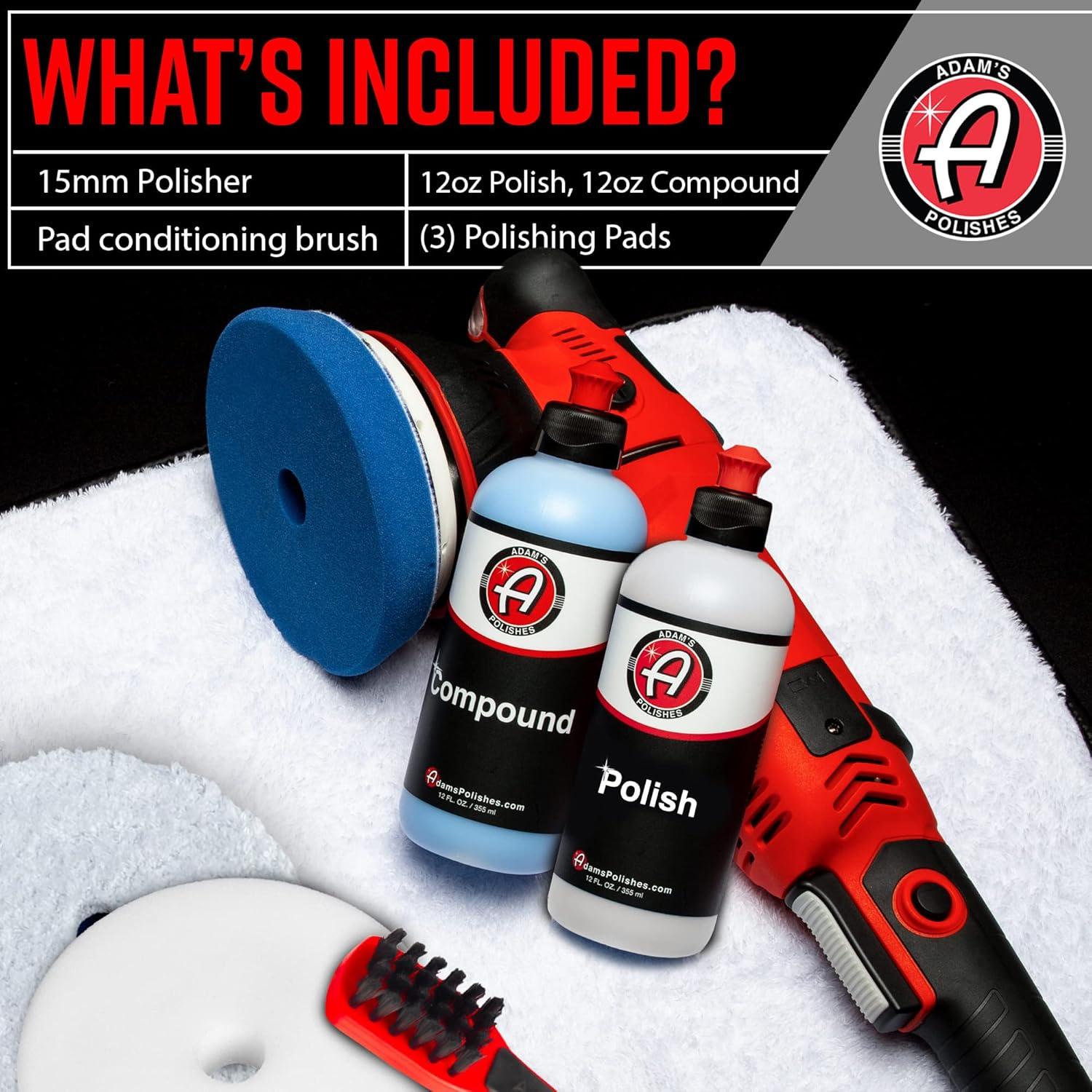 imageAdams Polishes SK Pro 15mm Car Polisher Kit 7 Item Professional Buffer Polisher for Car Detailing Use WCar Polish Polishing Compound or Car Scratch Remover Car Wash Clay Bar Ceramic Coating15mm Polishing Kit 7 Item