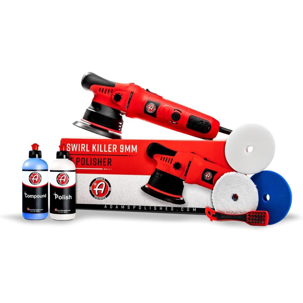 imageAdams Polishes 9mm Dual Action Car Polisher Polishing Kit  Buffer Car Scratch Remover for Car Detailing  Includes Polish Compound ampamp PadsPolishing Kit 7 Item