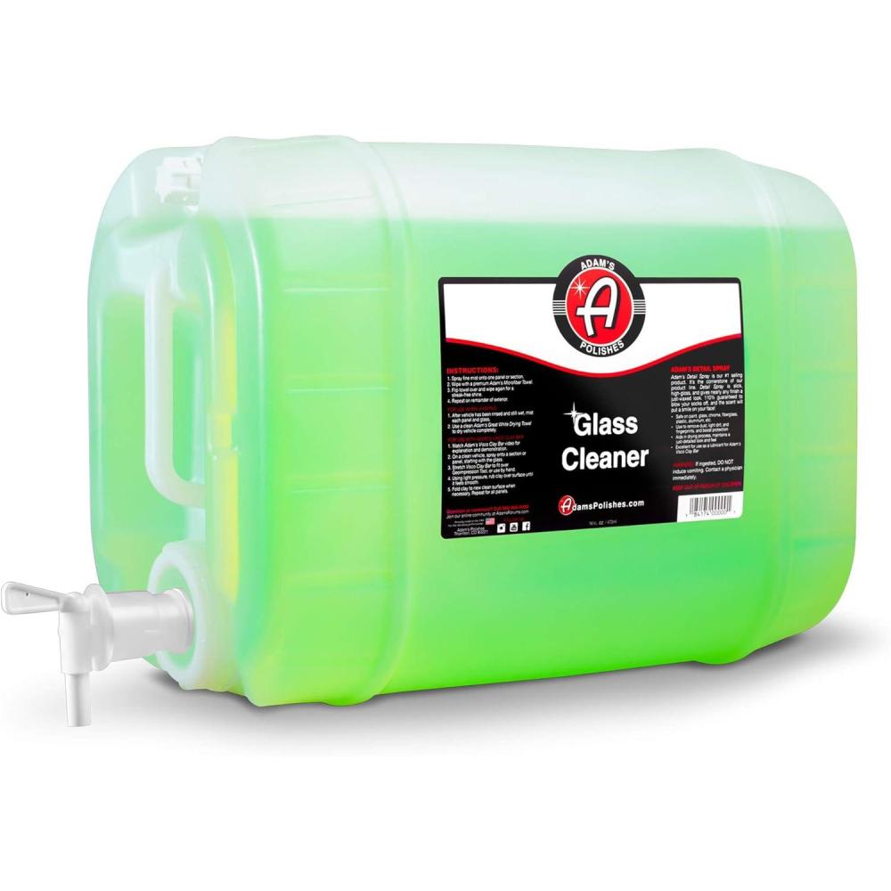 imageAdams Polishes Glass Cleaner  Steak Free Car Wash Window Cleaner AllNatural Streak Free Formula For Car Cleaning Safe On Tinted ampamp NonTinted Glass Wont Strip Car Wax or Coating640 fl oz 5 Gallon