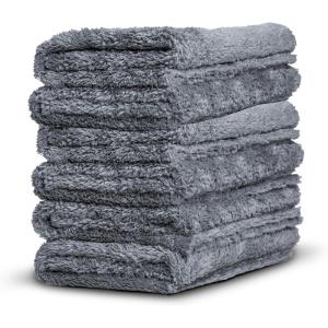 Adam’s Borderless Grey Microfiber Towel (1pk) – Premium Ultra Soft Car Detailng Towel Cloths, 480gsm – Safe for Car Wash, Home Cleaning & Pet Drying Cloths (16 Inch x 16 Inch)(Pack of 6)