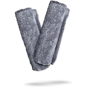 Adam’s Borderless Grey Microfiber Towel (1pk) – Premium Ultra Soft Car Detailng Towel Cloths, 480gsm – Safe for Car Wash, Home Cleaning & Pet Drying Cloths (16 Inch x 16 Inch)(Pack of 2)