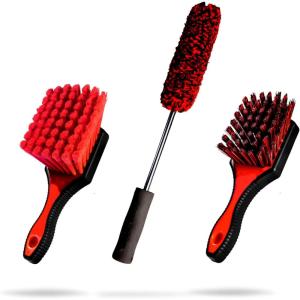 Adam’s Complete Wheel & Tire Brush Kit (5-Item) – Includes Wheel Brush, Tire Brush, Barrel Brush, Lug Nut Brush & Fender Brush for Complete Wheel & Tire Auto Detailing(3-Item)
