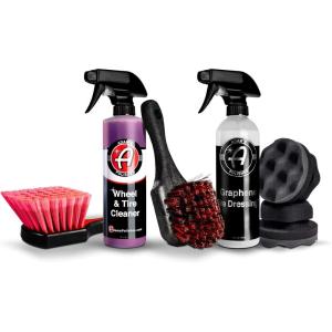 Adam’s Polishes Graphene Tire Dressing – Deep Black Finish W/Graphene Non Greasy Car Detailing | Use W/Tire Applicator After Tire Cleaner & Wheel Cleaner | Ceramic Coating Like Tire Protection (16oz)(Complete Kit)