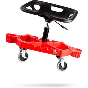 Adam’s Polishes Pro Rolling Stool, Car Detailing Stool Chair, Shop Stool with Wheels, Garage Organizer, Tool Organizer Tray, Adjustable Height for Car Cleaning Buffer Polisher Ceramic Coating Car Wax