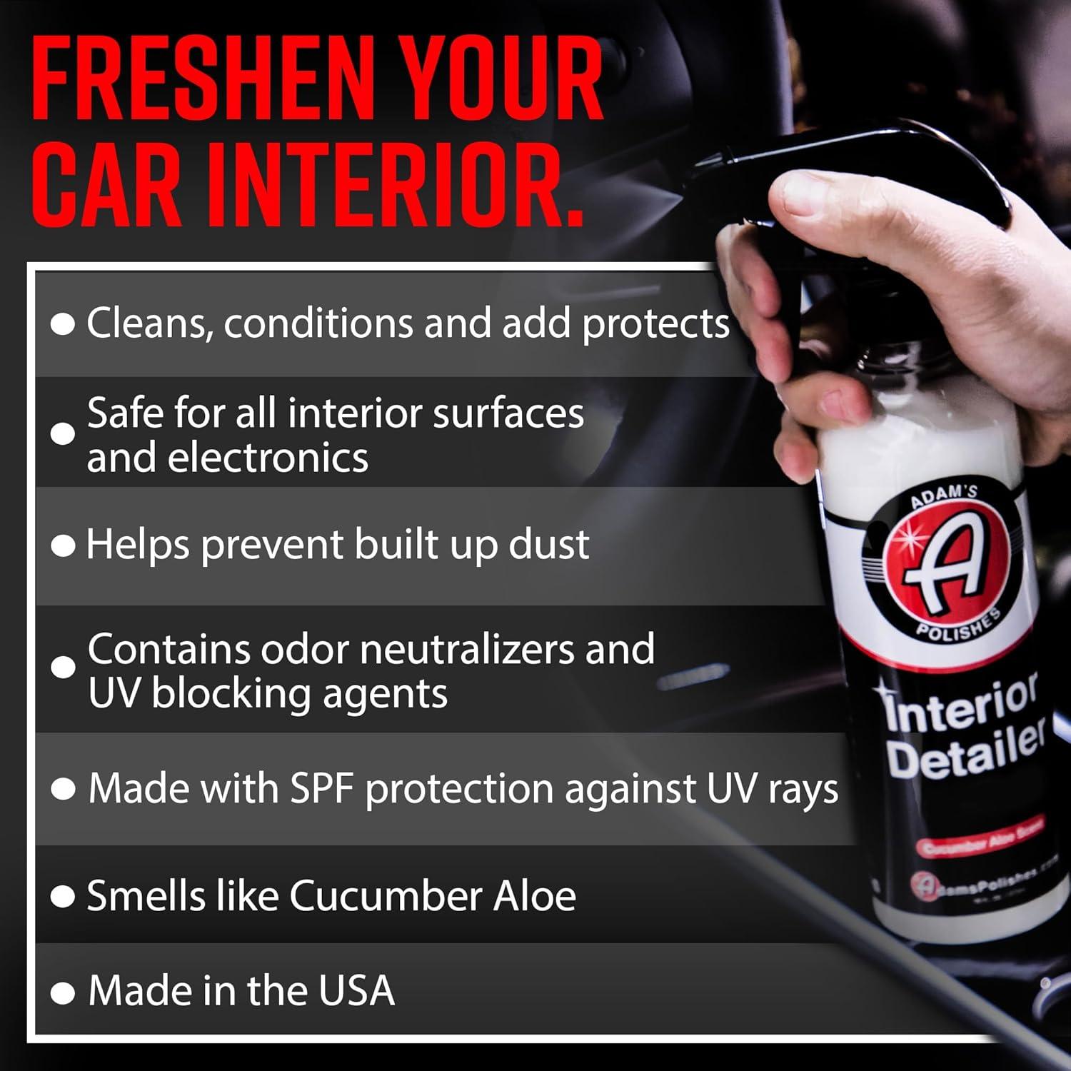 imageAdams Polishes Interior Detailer 16 fl oz Cucumber Aloe  Total Car Interior Cleaner Protectant ampamp Dressing  All Purpose Cleaner ampamp Leather Conditioner  Vinyl Dashboard Screen Seat CleanerCucumber Aloe
