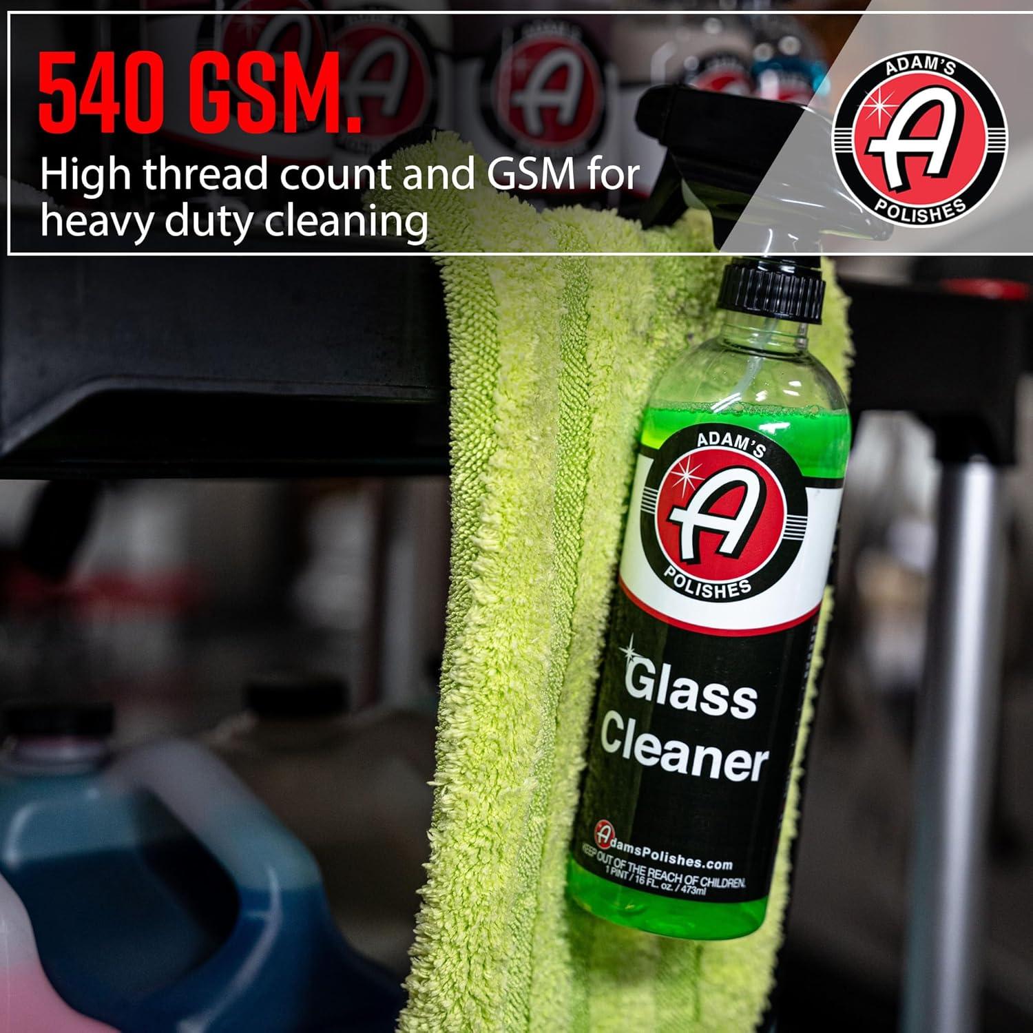 imageAdams Polishes Microfiber Glass Cleaning Towel  Two Sided Streak Free Glass Cleaning Towel  Soft Satin Stitched Edges 540 GSM 2 Pack6 Pack