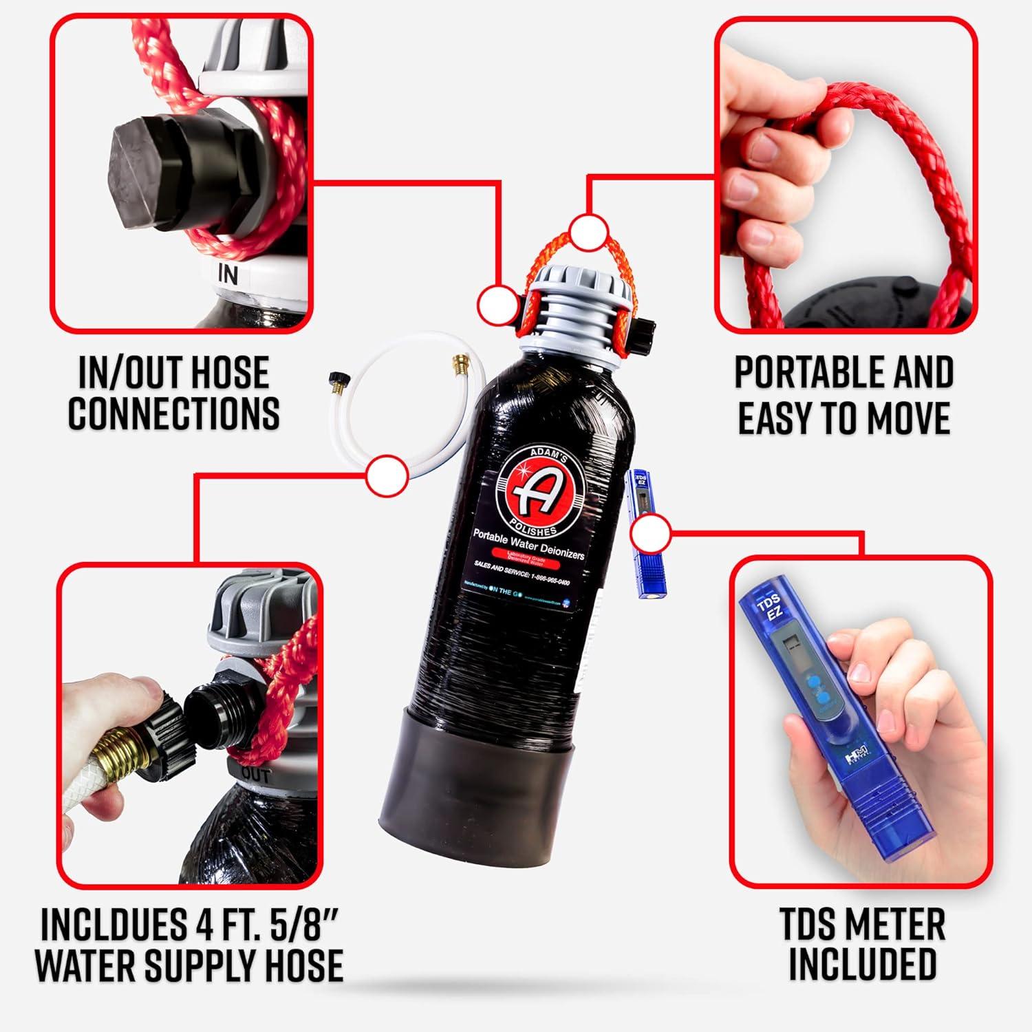 imageAdams Polishes Portable Spotless Water Deionizer  Eliminates Water Spots Spotless Rinse Touchless Detailing  Easy to Use Attaches to Regular Garden Hose Pro DeionizerSmall Deionizer