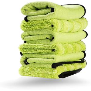 Adam’s Polishes Microfiber Glass Cleaning Towel – Two Sided, Streak Free Glass Cleaning Towel – Soft Satin Stitched Edges 540 GSM (2 Pack)(6 Pack)