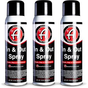 Adam’s Polishes in and Out Spray, Car Detail Spray, Non-foaming, Low Gloss Coating, Deep Shine for Plastic and Trim, Good for Hard to Reach Areas, Watermelon Scent (3 Pack)(3 Pack)