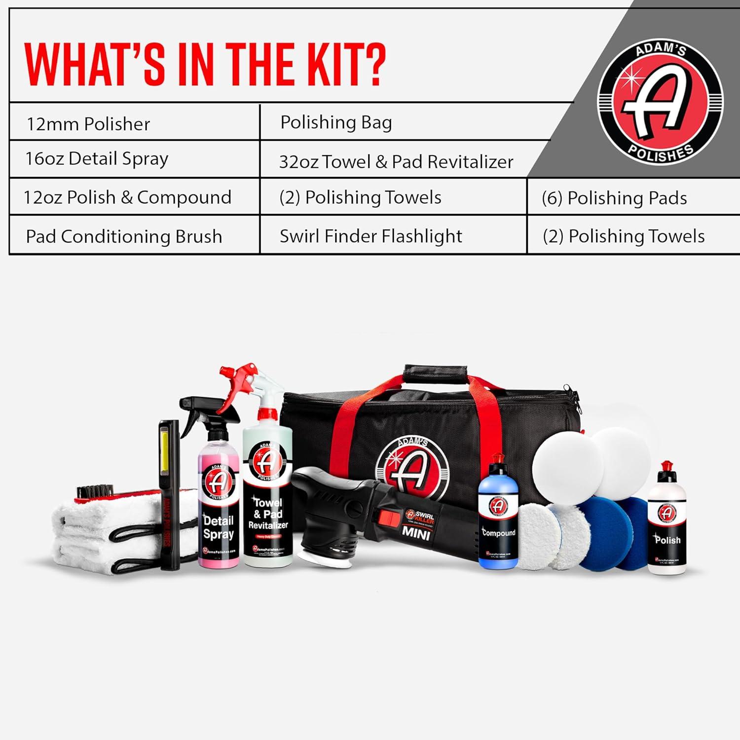 image:imageAdams Polishes Swirl Killer 12mm Polisher Kit 16 Item Orbital Polishing Paint Correcting Buffer Tool Car Scratch Remover Use Post Car Wash Clay Bar amp Pre Wax or Ceramic Coating
